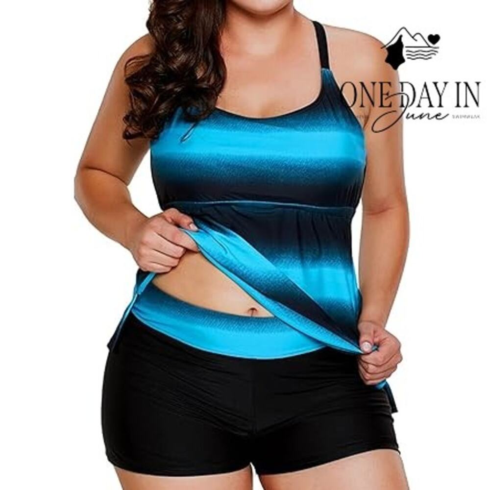 Zando Cage Back Boyshort Tankini Swimsuit Size XL